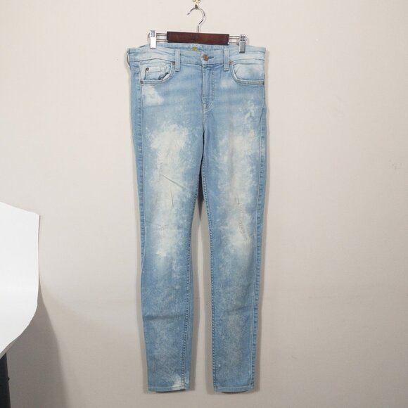 7 For All Mankind Bleach Wash Skinny Jean SZ 29 Punk Trendy 32 L Tall Faded - Picture 2 of 13